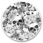 2 x Vinyl Stickers 15cm (bw) - Pink Flowery Sugar Skull Flowers  #35743