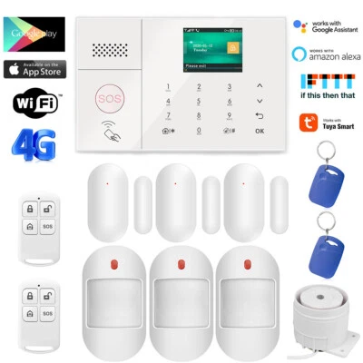 F08 WIFI 4G Internet TUYA APP Wireless Home Security Burglar Alarm System+RFID - Image 1 of 4