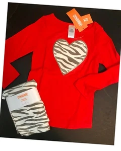 NWT Girls 4 Gymboree RIGHT MEOW Cotton Orange sparkle HEART TOP+LEGGINGS 2pc Set - Picture 1 of 3