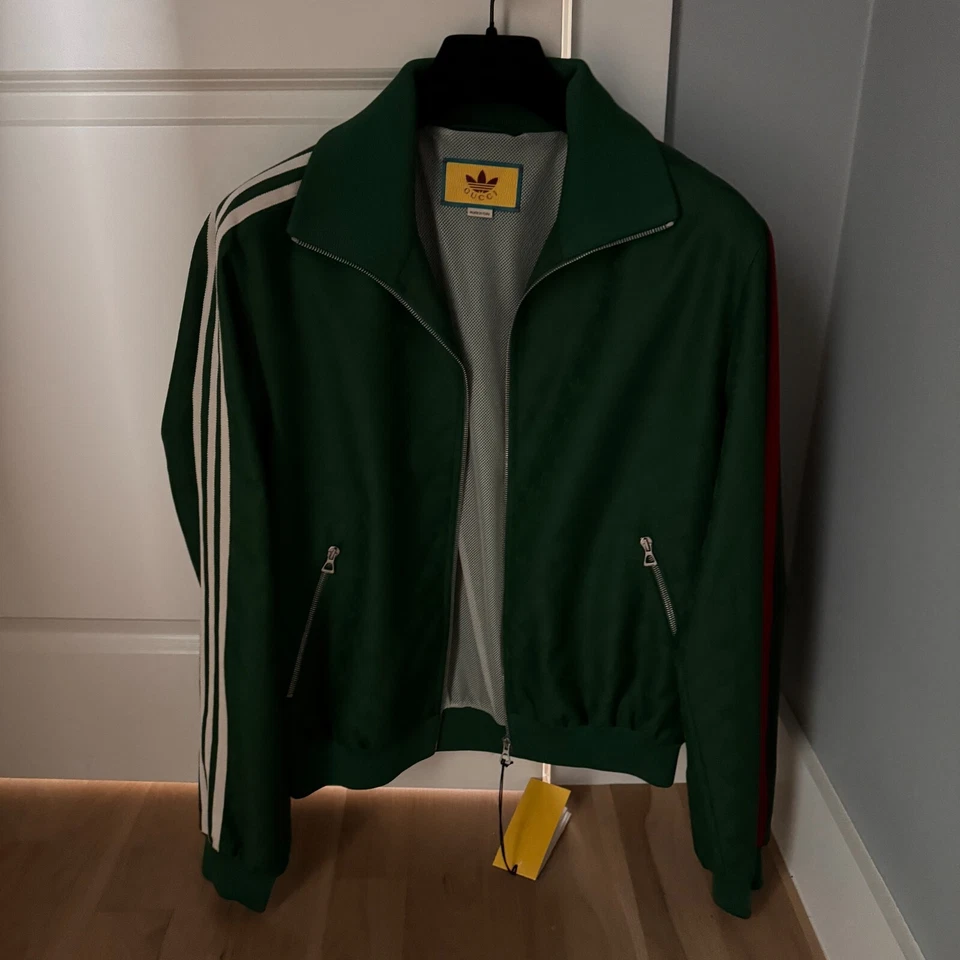 Chaqueta Jacquard Verde Trifolio Gucci x Adidas GG Nueva Con Etiquetas Talla 52 Foto 1 de 1