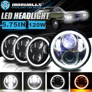 4PCS 5.75" INCH LED Headlights Hi-Lo DRL Angel Eyes for Chrysler Newport 1958-78 - Foto 1 di 12