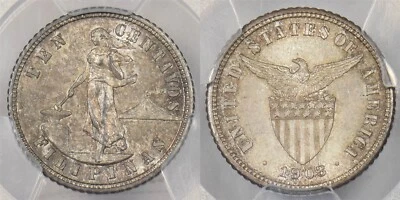Philippines 1903 10 Centavos silver PCGS Proof 64 PC1486 combine shipping - Image 1 of 4