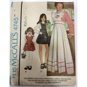 McCall's Schnittmuster 4745 Mädchen Gr. 7 Trägerpullover Bluse Kleid 1975 Vintage - Bild 1 von 2