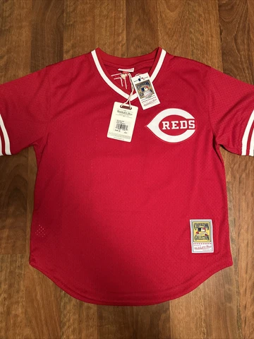 NWT Cincinnati Reds Pete Rose 14 MLB Mitchell Ness Jersey Red/44-Large Cover
