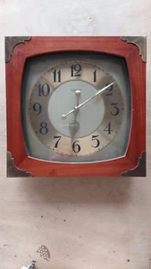Wanduhr Holzrahmen Messingbeschläge vintage Pallas Heges - Bild 1 von 5