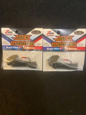 Z-MAN 2 Lot Z Man Evergreen J Hammer GREEN PUMPKIN 3/8 oz. custom bladed bass jigs