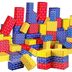 Junkin 80 Pack Cardboard Building Blocks Cardboard Bricks for Kids, Stacking ... - Picture 1 of 8