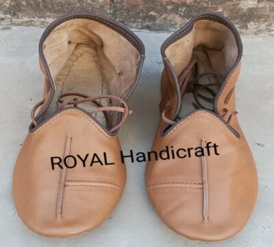 Medieval leather shoes Renaissance lace-up shoes Historical leather footwear - Image 1 of 4