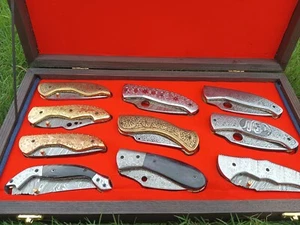 lot of 10 Piece folding knives, Hand Engraved, Perfect Gift, - Picture 1 of 9