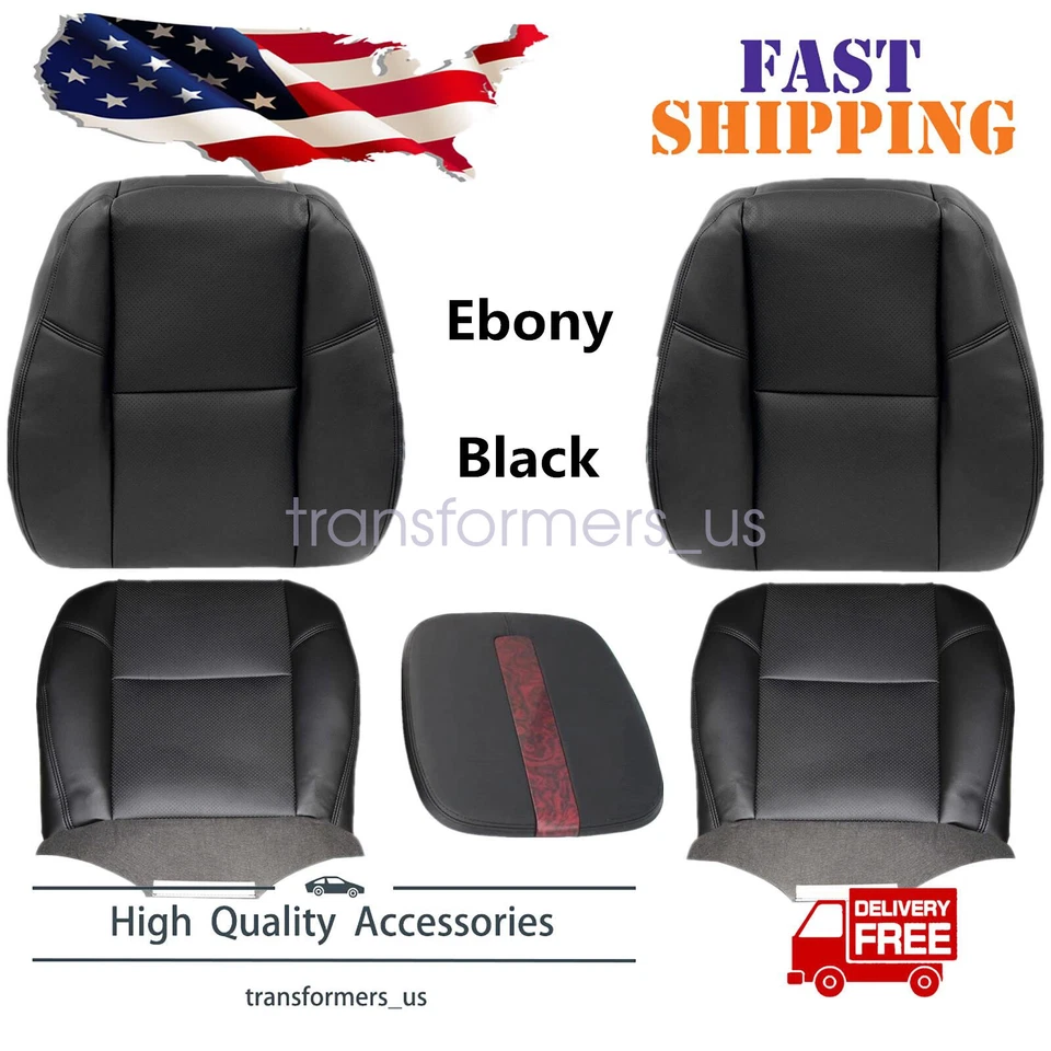 Both Side Perforated Leather Seat Cover Black For 2007-2014 Cadillac Escalade - Image 1 of 4