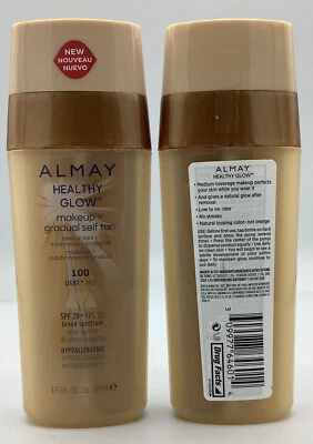 Lot Of 2 Almay Healthy Glow Makeup + Gradual Self Tan  SPF20 100 Light   1 fl oz - Image 1 of 3