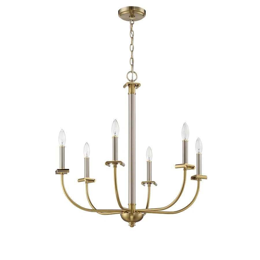 Craftmade Stanza 6 Light Chandelier, Polished Nickel/Brass - 54826-BNKSB - Image 1 of 1