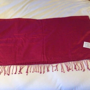 KENNETH COLE--Raspberry SHAWL CASHMERE/SILK WITH TASSELS---80” X 36” - Picture 1 of 6