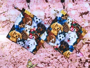 Set 2 handmade pot holders Hot pads DOGS PUPPIES FLOWERS PUPPY - Picture 1 of 2