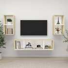 Wall Mounted Tv Cabinets 4 Pcs White And Sonoma Oak Engineered Wood