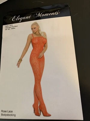 NUEVO Bodystocking de encaje rosa Elegant Moments, rojo, talla única - 90-160 libras Foto 1 de 3