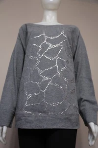 Sejour Woman Gray Sparkle Dot Sweatshirt Top 2x - Picture 1 of 9