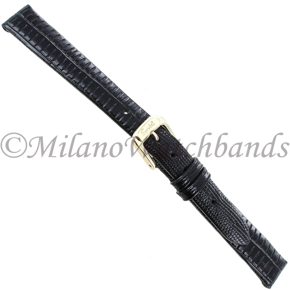 Speidel Black Gator Lizard Grain Genuine Leather Ladies Watch Band Regular BOGO - Image 1 of 3