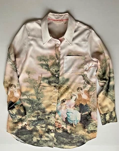 Soft Surroundings Womens Button Front Polyester Victorian Scene Shirt Size S - Picture 1 of 4