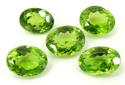 16.20 CT Natürlich Peridot Lose Edelstein 9-10 MM Oval 5 Stück Großhandel - 1016 - Bild 1 von 2
