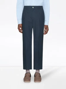Pantalones de algodón popelín GUCCI con etiqueta Gucci en azul marino talla IT 46 - Imagen 1 de 3