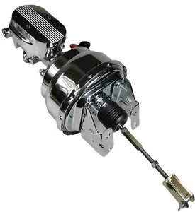 1968-74 Chevrolet Nova 7" Dual Chrome Power Brake Booster Milled Master Cylinder - Picture 1 of 3