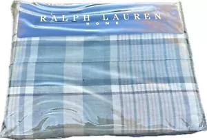 New Ralph Lauren Home Ashmore Plaid King Size Flat Sheet Green Linen Cotton KS - Picture 1 of 2