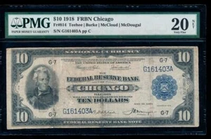 AC Fr 814 1915 $10 Federal Reserve Bank Note Chicago PMG 20 NET - Picture 1 of 2