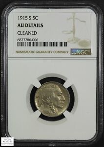 1915 S Buffalo Nickel 5C Almost Uncirculated NGC AU Details - Cleaned
