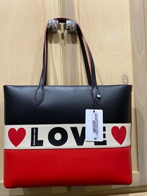 Nuevo con etiquetas Bolso de Mano Love Moschino Borsa Grano Pequeño PU Negro Rojo Foto 1 de 4