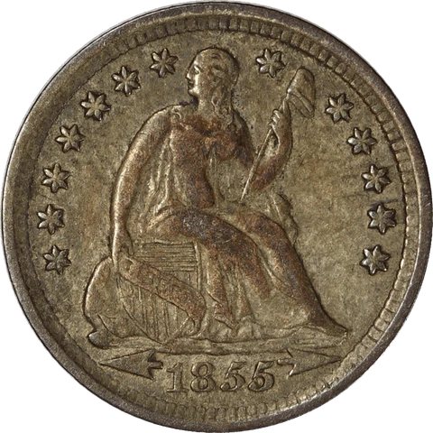 1855 with Arrows Liberty Seated Half Dime H10c, Circulated, Very Fine Cover