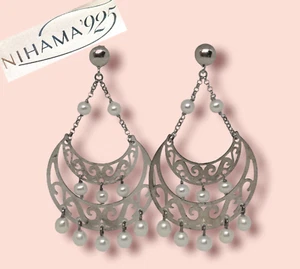 Paio orecchini argento 925 Nihama perle coltivale acqua dolce etnici fashion - Foto 1 di 4