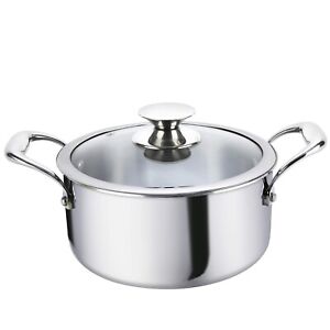 Alda Triply Stainless Steel Casserole Pan/Biryani Pot/Cooking Pot 18cm 2.0 Ltr