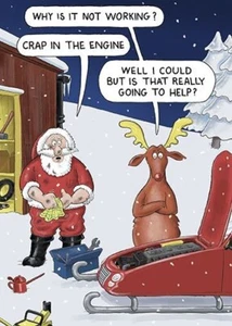 Funny Christmas Card Santa Sleigh Rudolph Joke - Humorous Festive Xmas Card - Picture 1 of 2