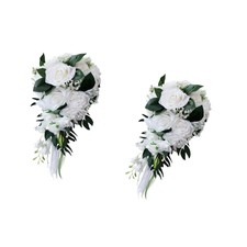 2pcs Realistic Wedding Bride Bouquet Hand Tied Flower Decor Holiday Party Supply