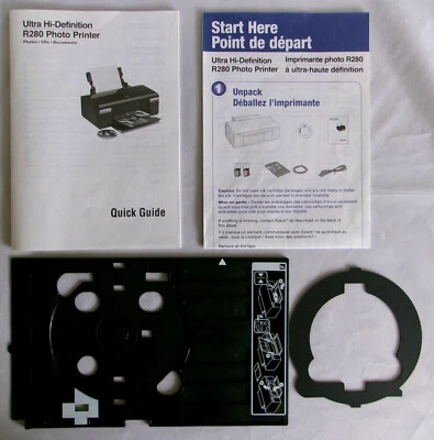 Impresora de impresión de CD y DVD Epson Bandeja de impresión y guía de inicio rápido Stylus Photo R280 Foto 1 de 4