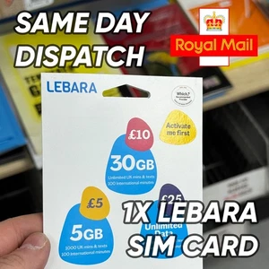 1x Official Lebara SIM Card – Pay As You Go – Flexible Plans £5–£30 - Picture 1 of 3