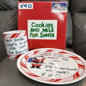 Vintage Weihnachten Santa Plätzchen Teller und Becher - Bild 1 von 8