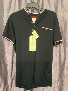 Scott James England Henley Shirt Men's Size Large Black/Burgundy SJTS-28197 - Picture 1 of 5