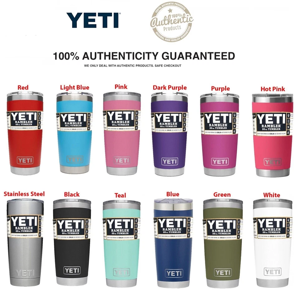YETI Tumbler w/ MagSlider Lid Stainless Steel Vacuum Coffee Cup Mug Rambler 20oz