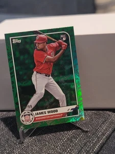2025 Topps All-Star Game James Wood Rookie All-Star Game Green Foil /99 RC SSP - Foto 1 di 4