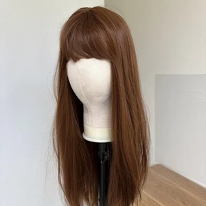 Kostümperücken With Bangs Long Straight Hitzebeständiges Haar Maroon - Bild 1 von 9