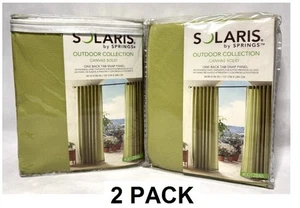 Solaris Outdoor Collection Canvas Drapes Solid Kiwi Green 54"x 96" (2 PACK) - Picture 1 of 3