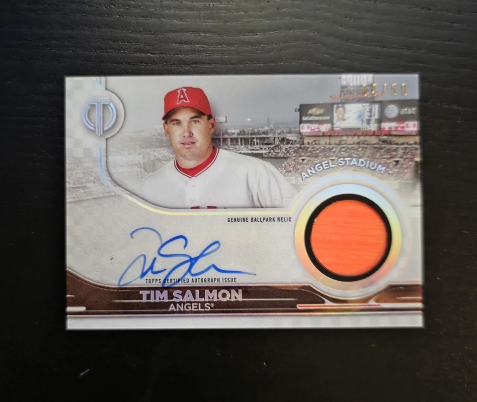 2022 Topps Tribute Tim Salmon Patch Auto /50 Ballpark Stadium Signatures #TSS-TS - Image 1 of 3
