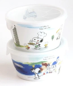 Shimizu Tougyo Bowl with Lid Italy Greece 280ml Snoopy World Travel Series Set2 - Picture 1 of 8