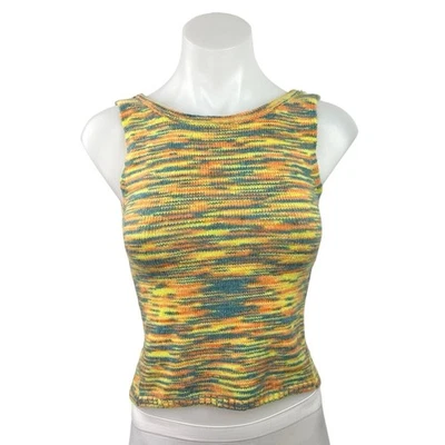 Camiseta sin mangas Urban Outfitters Motel multicolor a rayas teñido espacial abierta con lazo trasero talla XS Foto 1 de 3