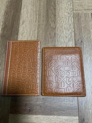 Rolex Novelty Embossed Logo Bifold Wallet & Memo Pad Brown USED Good Condition - Image 1 of 3