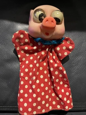 Marioneta de mano de cerdo antigua vintage Foto 1 de 3