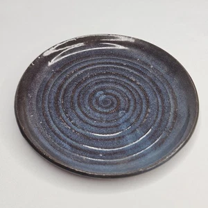 StudioArt Handmade Crafted Pottery 5" Plate Blue Speckled Glaze Thrown Spun Clay - Picture 1 of 7