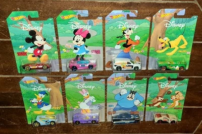 Lot of 8 Hot Wheels 90 Years of Disney Complete (2017) 1-8 Vehicles 1/64 Scale  - Image 1 of 2